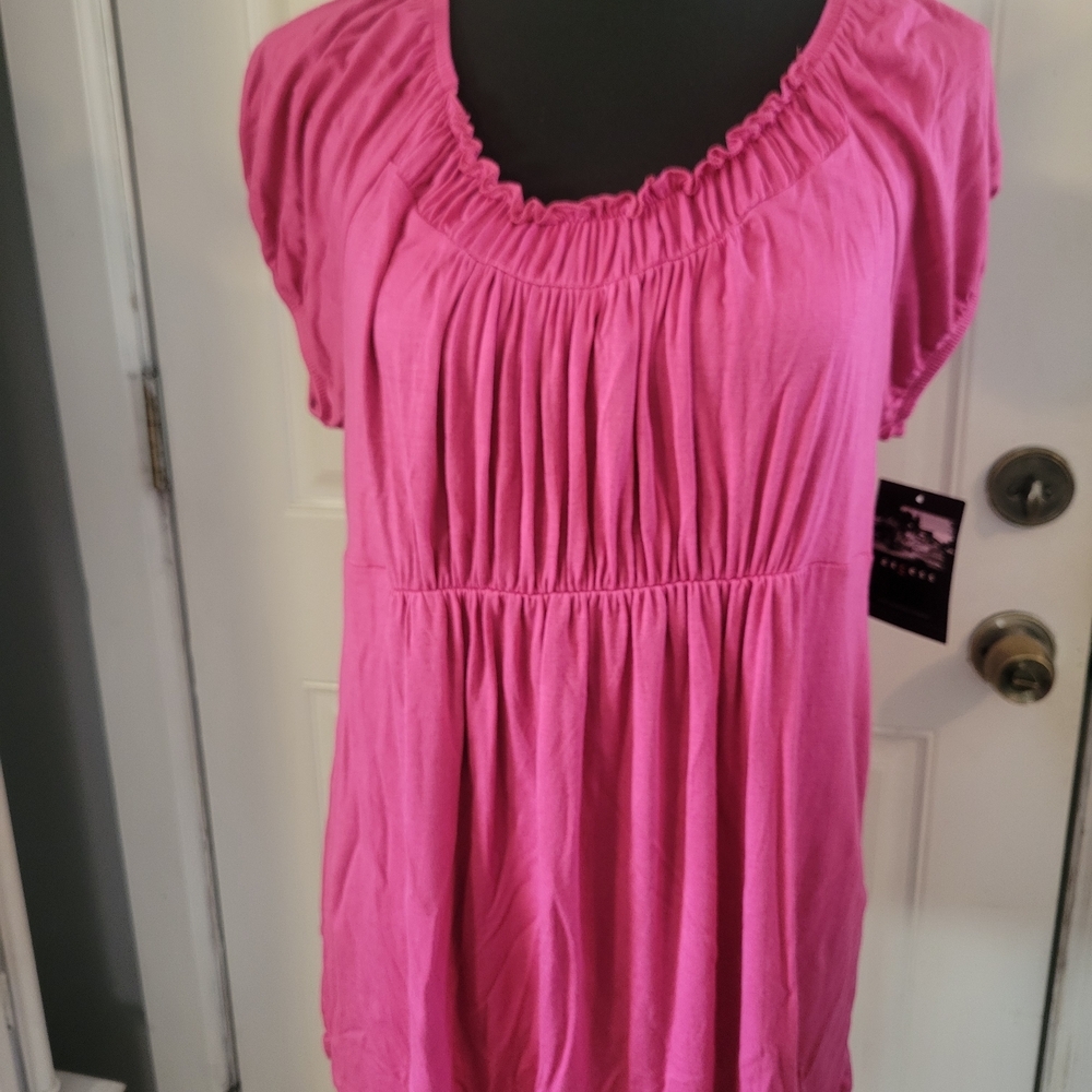 Axcess Fuchsia Gathered Blouse